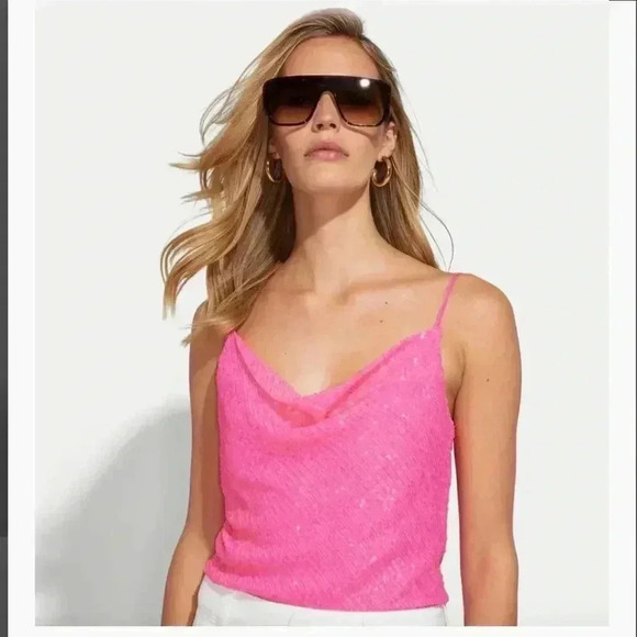 NWT Generation Love Monet Sequin Cami Tank Top Ultra Pink - Picture 1 of 7
